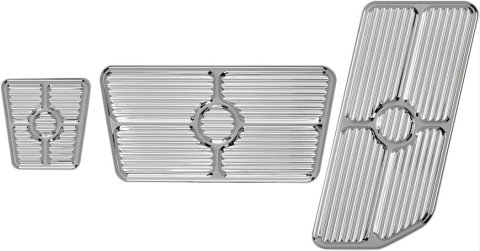Billet Specialties Universal Pedal Kits 198622 Pads, Gas/Brake/Emergency Brake Position, Aluminum, Polished, Automatic, Chevy, Set of 3 thumbnail 1