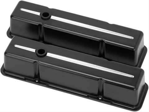 Billet Specialties Streamline Valve Covers 95224 Covers, Perimeter Bolt Mounting, Tall, Top, Aluminum, Black, Chevy, Small Block, Pair