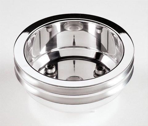 Billet Specialties Crankshaft Pulleys 78220 Pulley, V-Belt, 2-Groove, Aluminum, Polished, Chevy, Small Block, 5.0/5.4/5.7/6.6L, Each thumbnail 1