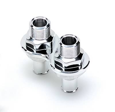 Billet Specialties Heat and Air Conditioning Bulkheads 66825 Firewall Bulkhead, 2-Port, Inline, #10, #10, Aluminum, Polished, Each thumbnail 1