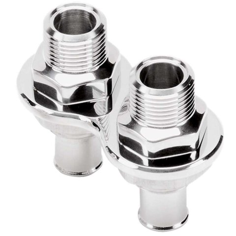 Billet Specialties Heat and Air Conditioning Bulkheads 66825 Firewall Bulkhead, 2-Port, Inline, #10, #10, Aluminum, Polished, Each thumbnail 2