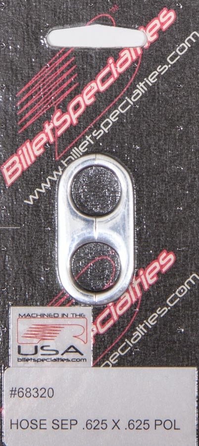 Billet Specialties Hose Separators 68320 Separator, Aluminum, Polished, Two .625 in. Holes, Each thumbnail 1