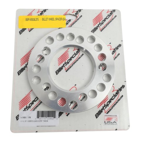 Billet Specialties 0.375 inch Wheel Spacers WSG5L375 Spacer, Aluminum, in. Thick, 5-Lug, Each thumbnail 1