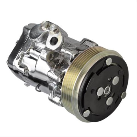 Billet Specialties Air Conditioning Compressors 12060 Compressor, Conditioning, Sanden SD-7, Aluminum, Polished, Serpentine Pulley, Tru Trac, Each thumbnail 1
