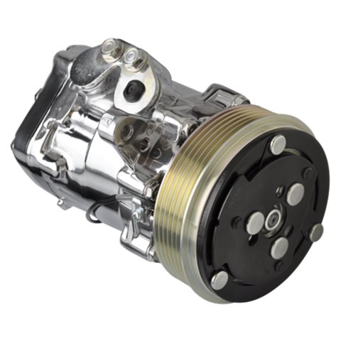 Billet Specialties Air Conditioning Compressors 12060 Compressor, Conditioning, Sanden SD-7, Aluminum, Polished, Serpentine Pulley, Tru Trac, Each thumbnail 2