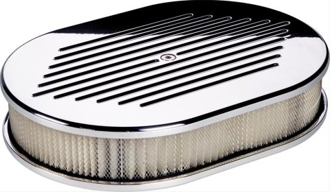 Billet Specialties Air Cleaners 15320 Filter Assembly, Small Oval, Aluminum, Polished, Ball-Milled Design, 2 in. Filter, Each thumbnail 1