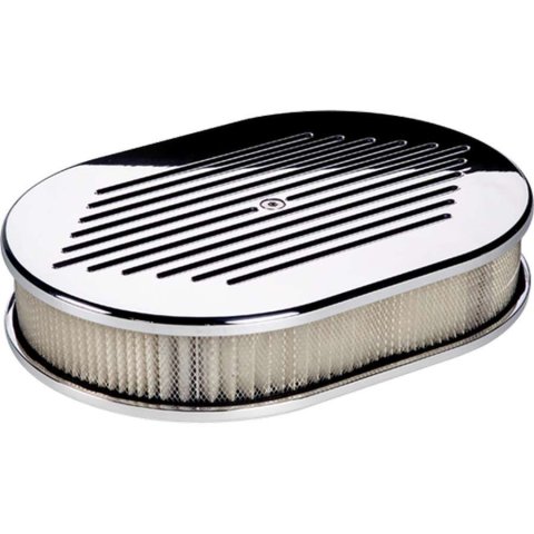 Billet Specialties Air Cleaners 15320 Filter Assembly, Small Oval, Aluminum, Polished, Ball-Milled Design, 2 in. Filter, Each thumbnail 2