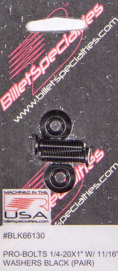 Billet Specialties Pro-Bolts BLK66130 Fender Bolts, 1/4 in.-20 RH Thread, 11/16 in. Washer Diameter, Stainless Steel, Black, Pair thumbnail 3