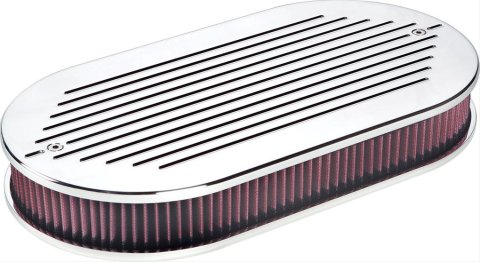 Billet Specialties Air Cleaners 15520 Filter Assembly, Large Oval, Dual Quad, Adjustable Base, Aluminum, Polished, Ball-Milled Design, Each thumbnail 2