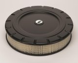 Billet Specialties Air Cleaners BLK15830 Cleaner, Round, Dropped Base, Black Powdercoat Top, Vintage Design, 14 in. Diameter, 3 in. Filter Height thumbnail 1