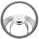 Billet Specialties Half-Wrap Steering Wheels 34065 Wheel, Half-Wrap, Phantom, Aluminum, Polished, 5-Spoke, 15.5 in. Diameter, 9-Bolt Mount, Each thumbnail 1
