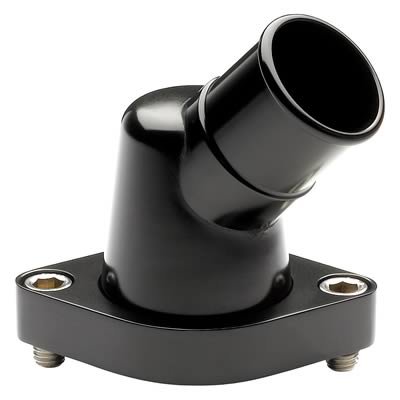 Billet Specialties Thermostat Housings BLK90420 Water Neck, Aluminum, Black Anodized, 45 Degree, Chevy, Big/Small Block, Each thumbnail 1