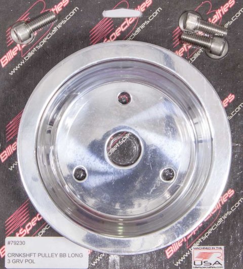 Billet Specialties Crankshaft Pulleys 79230 Pulley, Aluminum, Polished, V-Belt, 3-Groove, Chevy, Big Block, Each thumbnail 1