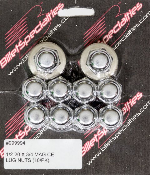 Billet Specialties Lug Nuts 999994 Nuts, .750 in. Shank with Washer, 1/2 in.- 20 RH, Closed End, Chrome Plated Steel, Set of 10 thumbnail 3