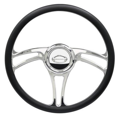 Billet Specialties Half-Wrap Steering Wheels 34005 Wheel, Half-Wrap, BLVD 05, Aluminum, Polished, 3-Spoke, 15.50 in. Diameter, 9-Bolt Mount, Each