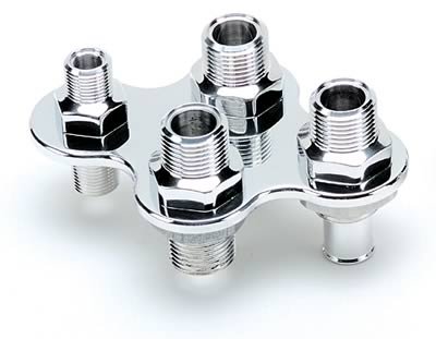 Billet Specialties Heat and Air Conditioning Bulkheads 66925 Firewall Bulkhead, 4-Port, Diamond, #6, #10, Aluminum, Polished, Each thumbnail 1