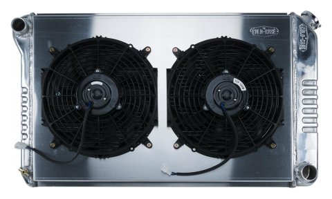 Cold Case Performance Aluminum Radiator Modules for 1970-1981 CAMARO - CHC545K Radiator, Performance, Module, Aluminum, Polished, Crossflow, 2 Row, Dual 12 in. Fans, Chevy, Kit