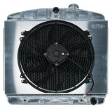 Cold Case Performance Aluminum Radiator Modules CHT562AK Radiator, Performance, Module, Aluminum, Polished, Downflow, 2 Row, Transmission Cooler, Single 16 in. Fan, Chevy, V8, Kit thumbnail 1