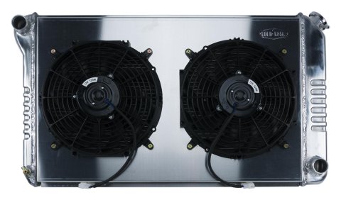 Cold Case Performance Aluminum Radiator Modules for 1970-1981 FIREBIRD - GPF18K Radiator, Performance, Module, Aluminum, Polished, Crossflow, 2 Row, Dual 12 in. Fans, Pontiac, Kit