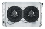 Cold Case Performance Aluminum Radiator Modules FOM578AK Radiator, Performance, Module, Aluminum, Polished, Downflow, 2 Row, Transmission Cooler, Dual 12 in. Fan, Ford, Kit thumbnail 2