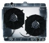 Cold Case Performance Aluminum Radiator Modules for 1961-1968 IMPALA - CHI566AK Radiator, Performance, Module, Aluminum, Polished, Downflow, 2 Row, Transmission Cooler, Dual 12 in. Fans, Chevy, Kit thumbnail 1