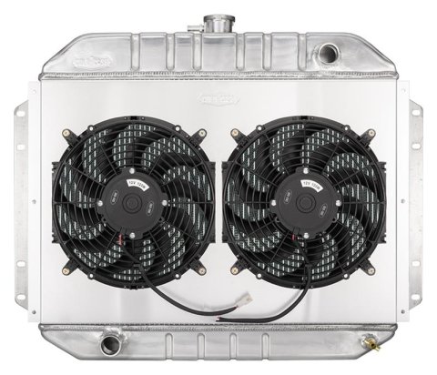 Cold Case Performance Aluminum Radiators for 1961-1964 F-100 - FOT577-5K Radiator, Downflow, Aluminum, Polished, Dual Fan, Shroud, Ford, Kit