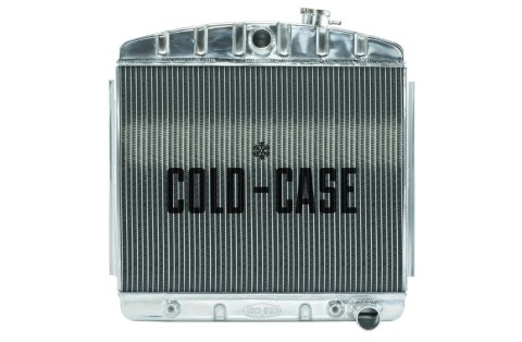Cold Case Performance Aluminum Radiators CHT563A Radiator, Performance, Aluminum, Polished, Downflow, 2 Row, Transmission Cooler, Chevy, Tri-Five, L6, Each thumbnail 2