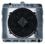 Cold Case Performance Aluminum Radiator Modules for 1971-1972 VALIANT, DUSTER, 1970-1972 DART - MOP755AK Radiator, Performance, Module, Aluminum, Polished, Downflow, 2 Row, Transmission Cooler, Single 16 in. Fan, Dodge, Plymouth, Small Block, Kit thumbnail 1