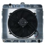 Cold Case Performance Aluminum Radiator Modules for 1971-1972 VALIANT, DUSTER, 1970-1972 DART - MOP755AK Radiator, Performance, Module, Aluminum, Polished, Downflow, 2 Row, Transmission Cooler, Single 16 in. Fan, Dodge, Plymouth, Small Block, Kit thumbnail 2