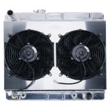Cold Case Performance Aluminum Radiator Modules for 1964-1967 GTO, LEMANS, TEMPEST - GPG34ASK Radiator, Performance, Module, Aluminum, Polished, Downflow, 2 Row, Transmission Cooler, Dual 12 in. Fans, Heavy Duty, Pontiac, Kit thumbnail 2