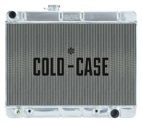 Cold Case Performance Aluminum Radiators for 1964-1967 GTO, LEMANS, TEMPEST - GPG38AS Radiator, Performance, Aluminum, Polished, Downflow, 2 Row, Transmission Cooler, Heavy Duty, Pontiac, Each