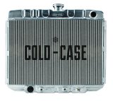 Cold Case Performance Aluminum Radiators for 1967-1970 MUSTANG - FOM588A Radiator, Performance, Aluminum, Polished, Downflow, 2 Row, Transmission Cooler, Ford, Mustang, Big Block, Each thumbnail 1