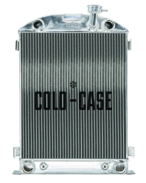 Cold Case Performance Aluminum Radiators for 1932 MODEL B - STF906A Radiator, Performance, Aluminum, Polished, Downflow, 2 Row, Transmission Cooler, Ford Highboy, Ford Flathead, Each