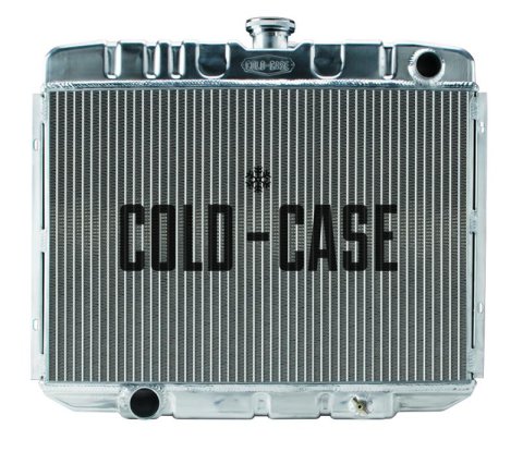 Cold Case Performance Aluminum Radiators for 1967-1970 MUSTANG - FOM588 Radiator, Performance, Aluminum, Polished, Downflow, 2 Row, Ford, Mustang, Big Block, Each