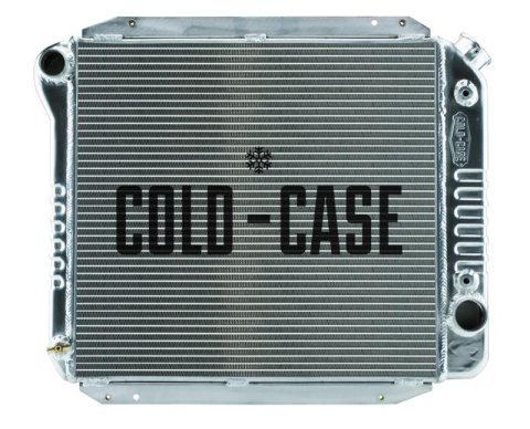 Cold Case Performance Aluminum Radiators for 1966-1977 BRONCO - FOT574A Radiator, Performance, Aluminum, Polished, Downflow, 2 Row, Transmission Cooler, Ford, Each