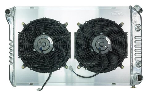 Cold Case Performance Aluminum Radiator Modules for 1984-1987 REGAL - GMB57AK Radiator, Performance, Module, Aluminum, Polished, Crossflow, 2 Row, Transmission Cooler, Dual 12 in. Fans, Buick, Kit