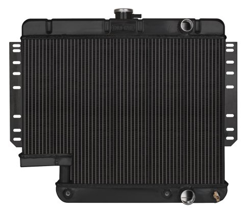 Cold Case Night Rider Series Performance Aluminum Radiators for 1961-1965 IMPALA - CHI565A-5B Radiator, Performance, Aluminum, Black, Downflow, 2-Row, Chevy, Impala, With 500 Steering Box, Each thumbnail 2