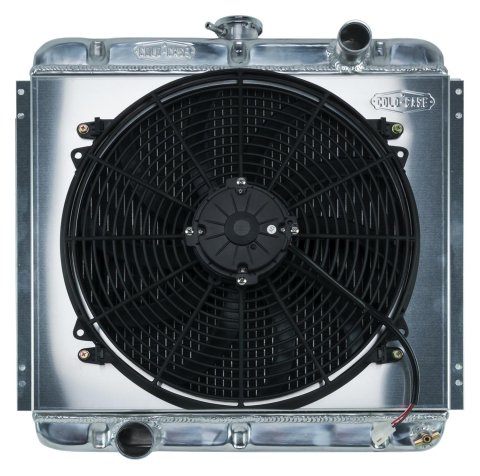 Cold Case Performance Aluminum Radiator Modules FOM560K Radiator, Performance, Module, Aluminum, Polished, Downflow, 2 Row, Single 16 in. Fan, Ford, Mercury, Kit