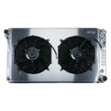 Cold Case Performance Aluminum Radiator Modules GMT556A21K Radiator, Performance, Module, Aluminum, Polished, Crossflow, 2 Row, Transmission Cooler, Dual 12 in. Fans, Chevy, GMC, Kit thumbnail 2
