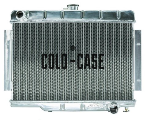 Cold Case Performance Aluminum Radiators for 1970-1983 CJ5, 1970-1972 CJ6, 1976-1986 CJ7 - MOJ992A Radiator, Performance, Aluminum, Polished, Downflow, 2 Row, Transmission Cooler, Engine Swap, Jeep, CJ, Each