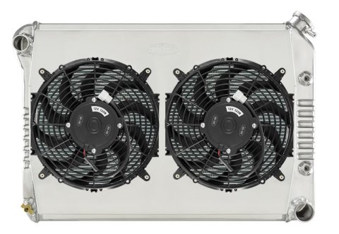 Cold Case Performance Aluminum Radiators for 1968 CHEVY II, 1969-1979 NOVA - CHN548ASK Radiator, Performance, Crossflow, Aluminum, Polished, 2-row, Transmission Cooler, Dual Fan, Shroud, Chevrolet, Kit