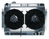Cold Case Performance Aluminum Radiator Modules for 1966-1967 CHEVELLE, EL CAMINO - CHE542K Radiator, Performance, Module, Aluminum, Polished, Downflow, 2 Row, Dual 12 in. Fans, Chevy, Kit thumbnail 1