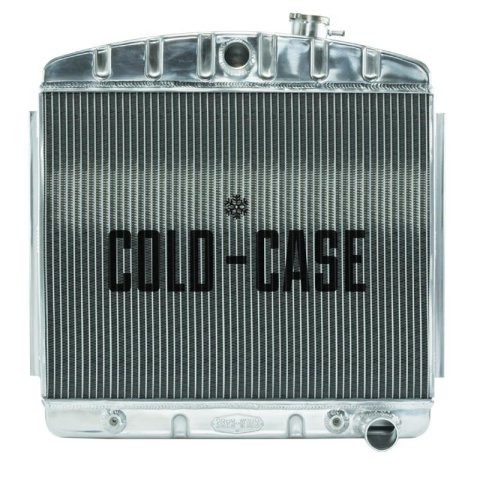 Cold Case Performance Aluminum Radiators CHT562A Radiator, Performance, Aluminum, Polished, Downflow, 2 Row, Transmission Cooler, Chevy, Tri-Five, V8, Each