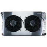 Cold Case Performance Aluminum Radiator Modules GMT556AK Radiator, Performance, Module, Aluminum, Polished, Crossflow, 2 Row, Transmission Cooler, Dual 12 in. Fans, Chevy, GMC, Kit thumbnail 2