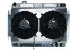 Cold Case Performance Aluminum Radiator Modules for 1966-1967 CHEVELLE, EL CAMINO - CHE542AK Radiator, Performance, Module, Aluminum, Polished, Downflow, 2 Row, Transmission Cooler, Dual 12 in. Fans, Chevy, Kit thumbnail 2