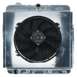 Cold Case Performance Aluminum Radiator Modules for 1953-1956 F-100, F-250, F-350 - FOT576AK Radiator, Performance, Module, Aluminum, Polished, Downflow, 2 Row, Transmission Cooler, Single 16 in. Fan, Ford, Kit thumbnail 1