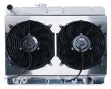 Cold Case Performance Aluminum Radiator Modules for 1966-1967 GTO, LEMANS, TEMPEST - GPG38ASK Radiator, Performance, Module, Aluminum, Polished, Downflow, 2 Row, Transmission Cooler, Dual 12 in. Fans, Heavy Duty, Pontiac, Kit thumbnail 1