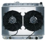 Cold Case Performance Aluminum Radiator Modules for 1964-1965 GTO, LEMANS, TEMPEST - GPG22AK Radiator, Performance, Module, Aluminum, Polished, Downflow, 2 Row, Transmission Cooler, Dual 12 in. Fans, Pontiac, Kit thumbnail 1