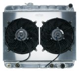 Cold Case Performance Aluminum Radiator Modules for 1964-1965 GTO, LEMANS, TEMPEST - GPG22AK Radiator, Performance, Module, Aluminum, Polished, Downflow, 2 Row, Transmission Cooler, Dual 12 in. Fans, Pontiac, Kit thumbnail 2