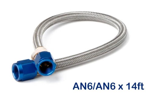 NOS Stainless Steel Braided Hoses 15475NOS Hose, Steel, -6 AN Female End, Blue, -6 AN Female End, Blue, 14 ft. Length, Each thumbnail 2